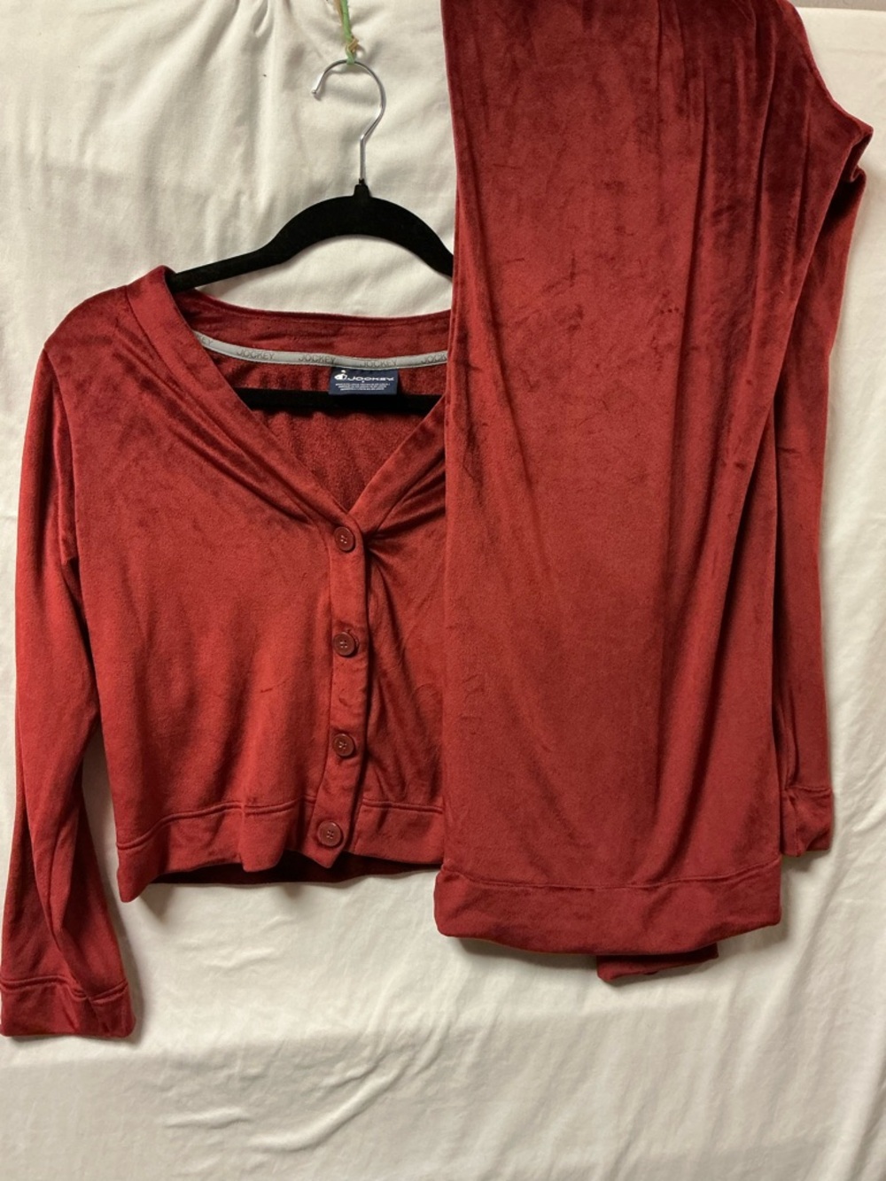 Jockey Plush Button-Front Lounge Top in Rust
